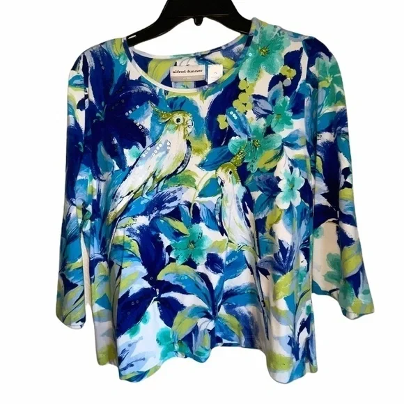 Alfred Dunner Floral with Birds Embellished Top. Size PL - Picture 4 of 6